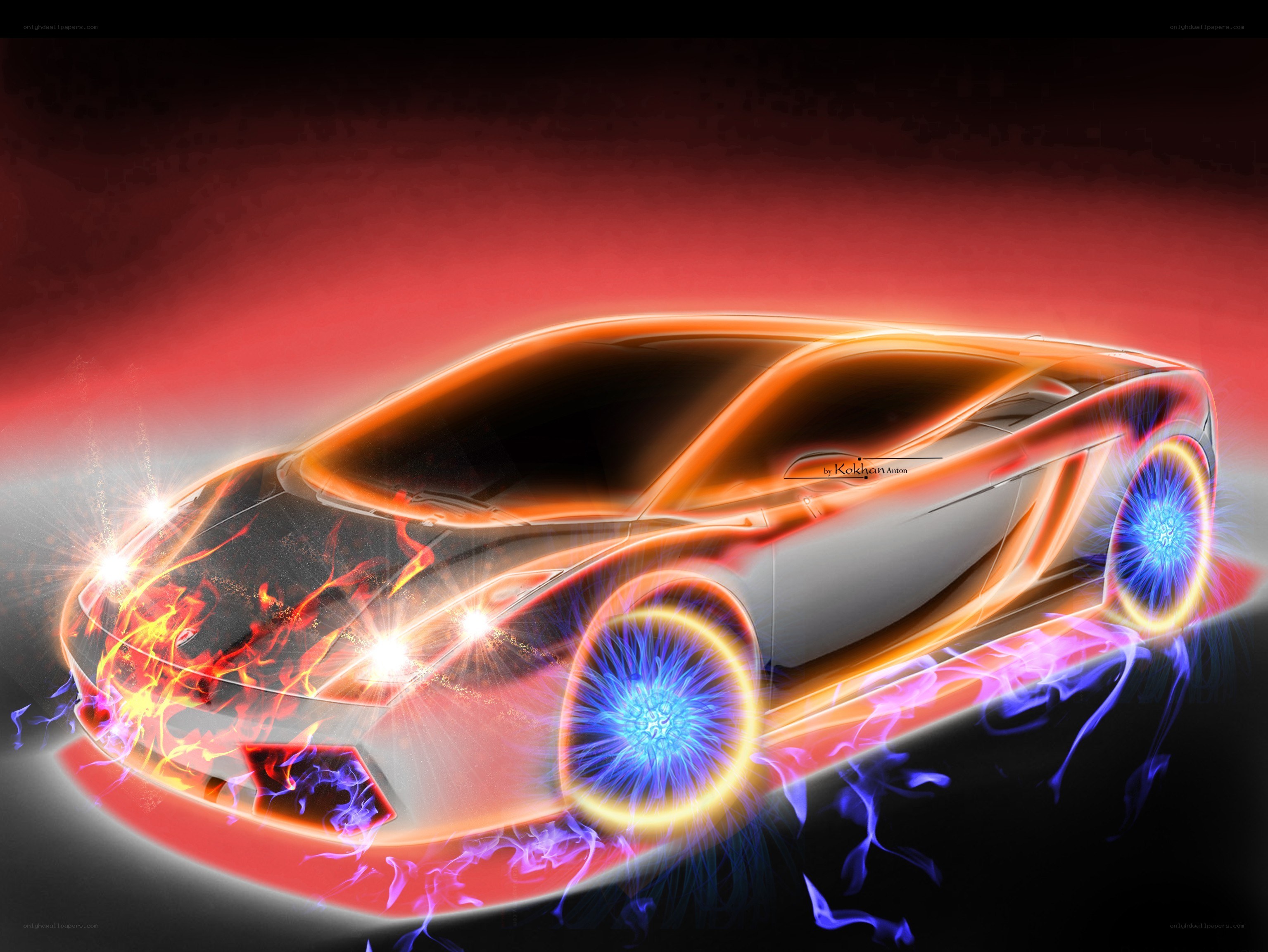 futuristic car with energy effects