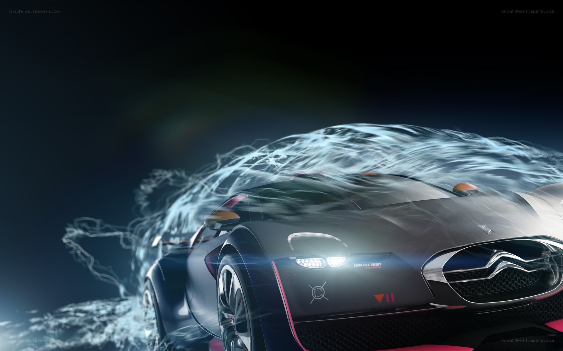 futuristic car with energy waves