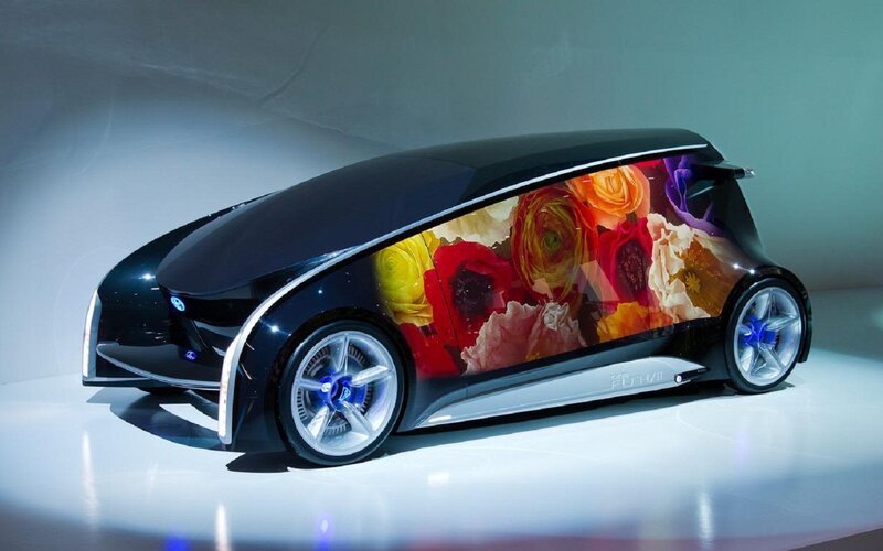 Futuristic Car with Floral Design — Black, Dramatic