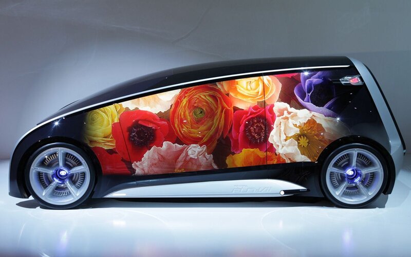 Futuristic Car with Floral Design — Black