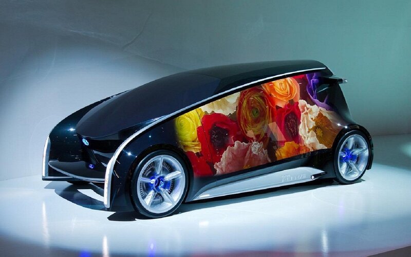 Futuristic Car with Floral Design