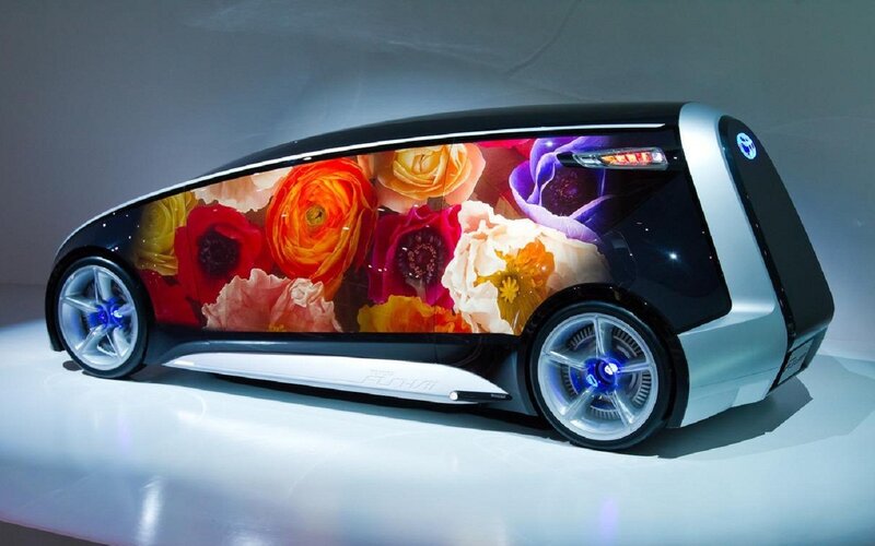 Futuristic Car with Flowers
