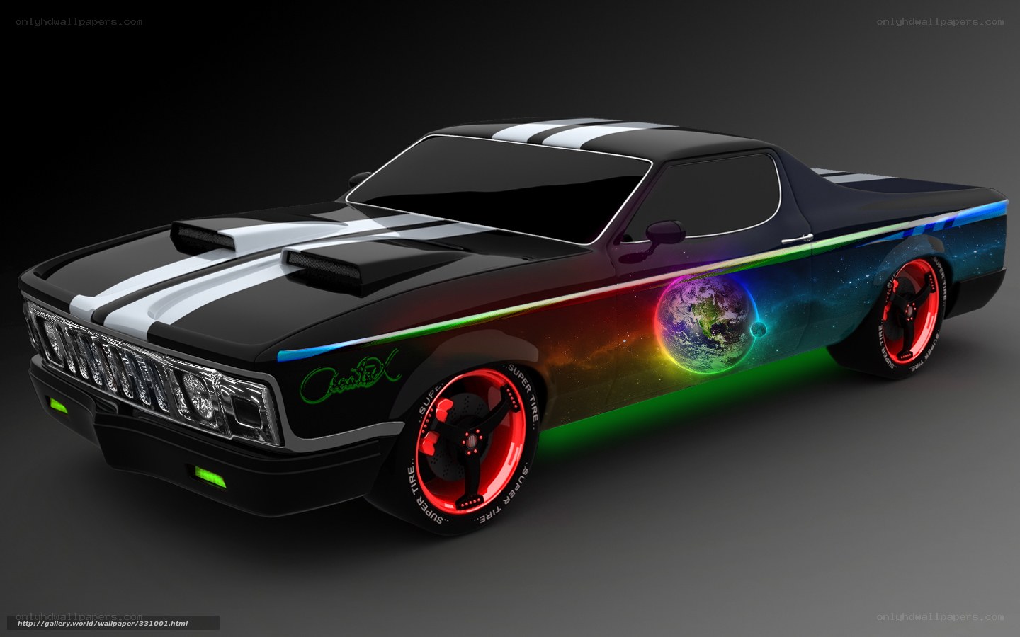 futuristic car with galaxy design