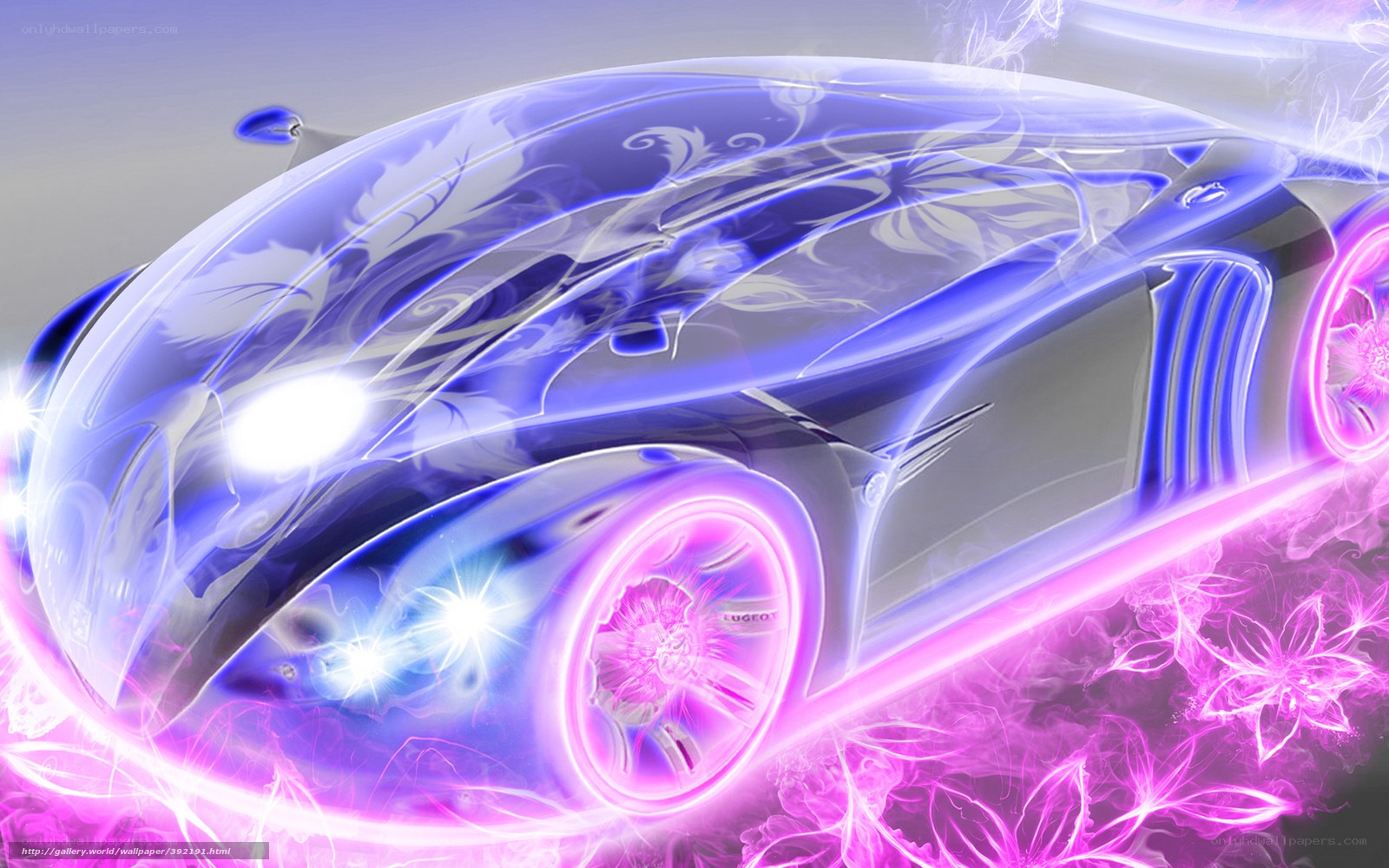 futuristic car with neon lights