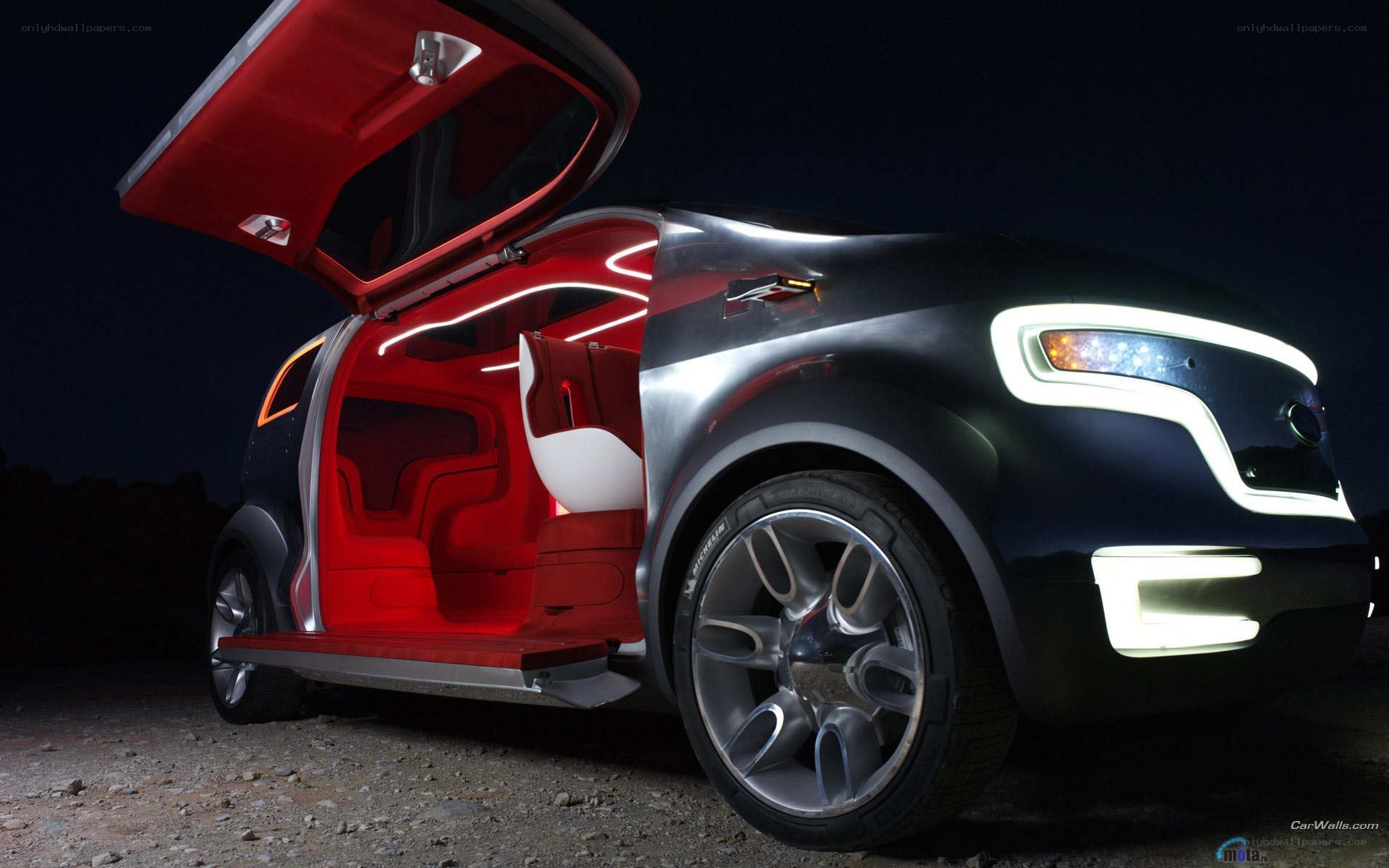 futuristic car with open door