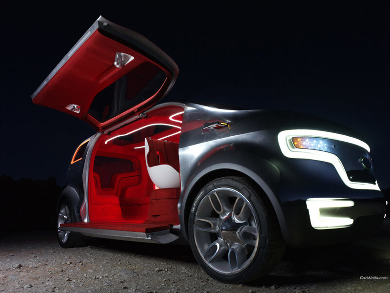 futuristic car with open door