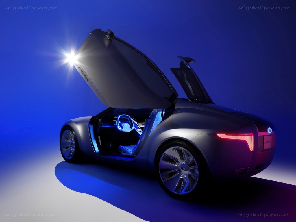Futuristic car with open doors