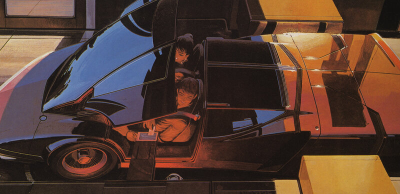futuristic car with passengers