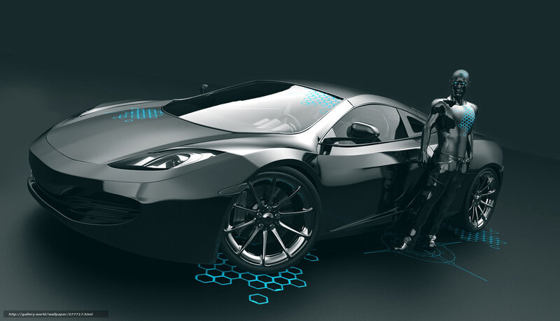 futuristic car with robot