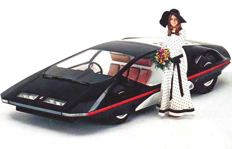 futuristic car with woman