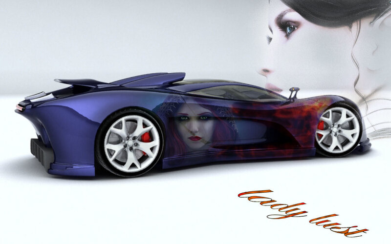 futuristic car with woman design