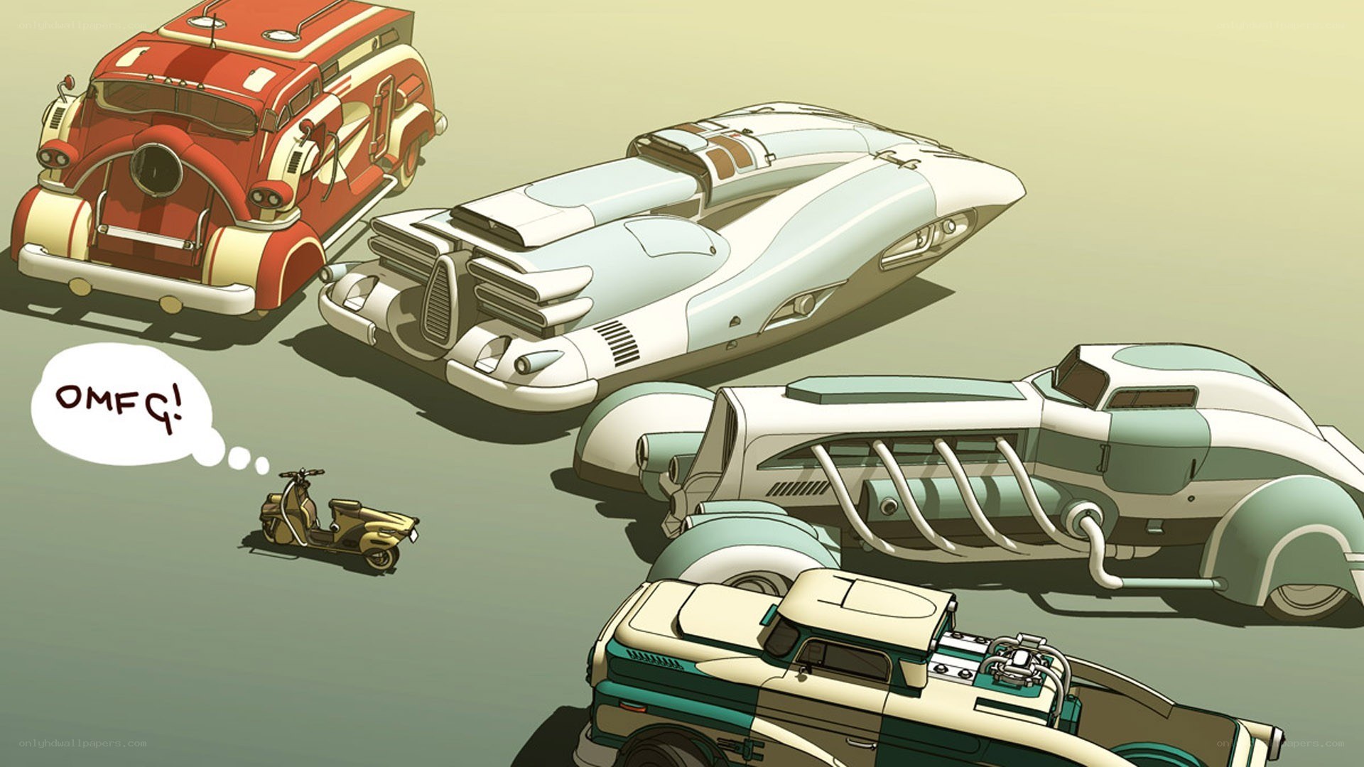 Futuristic cars in a comic