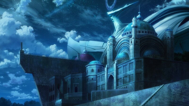 Futuristic Castle at Night — Blue