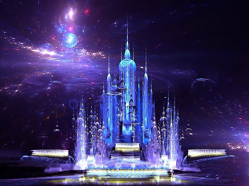 Futuristic castle in space
