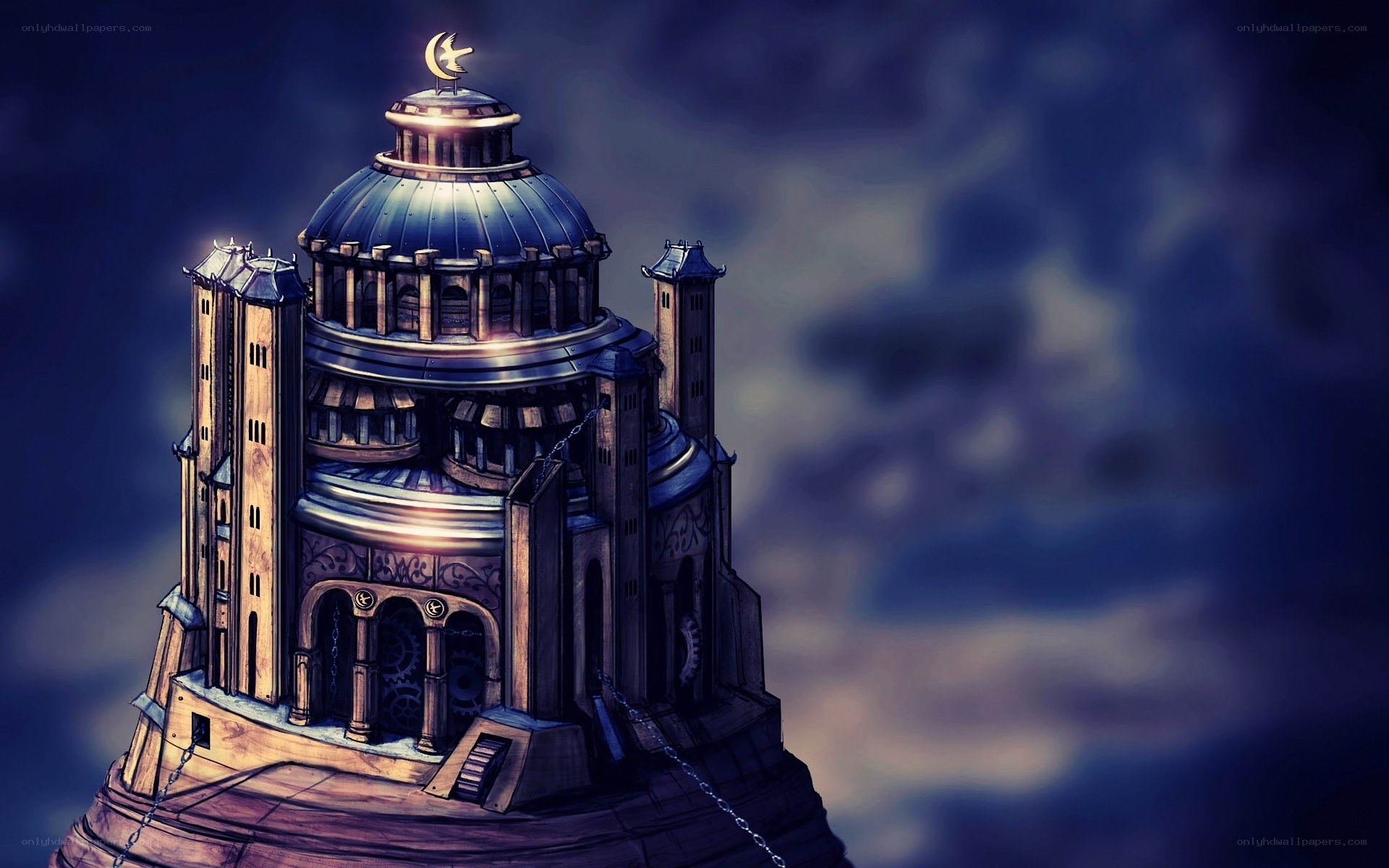 futuristic castle in the sky