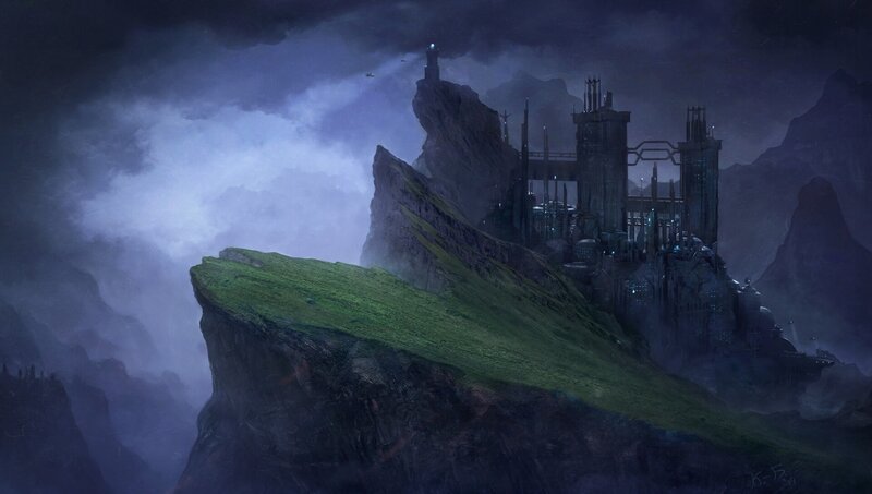 Futuristic Castle on Cliff
