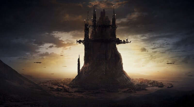 Futuristic Castle on Rock