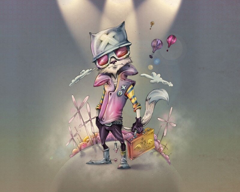 futuristic cat traveler