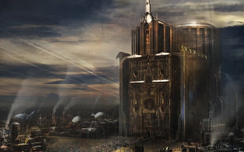 futuristic cathedral city