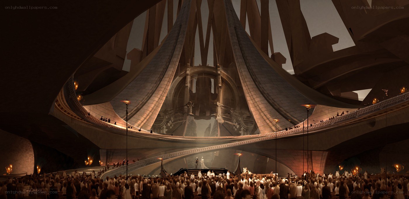 futuristic cathedral interior