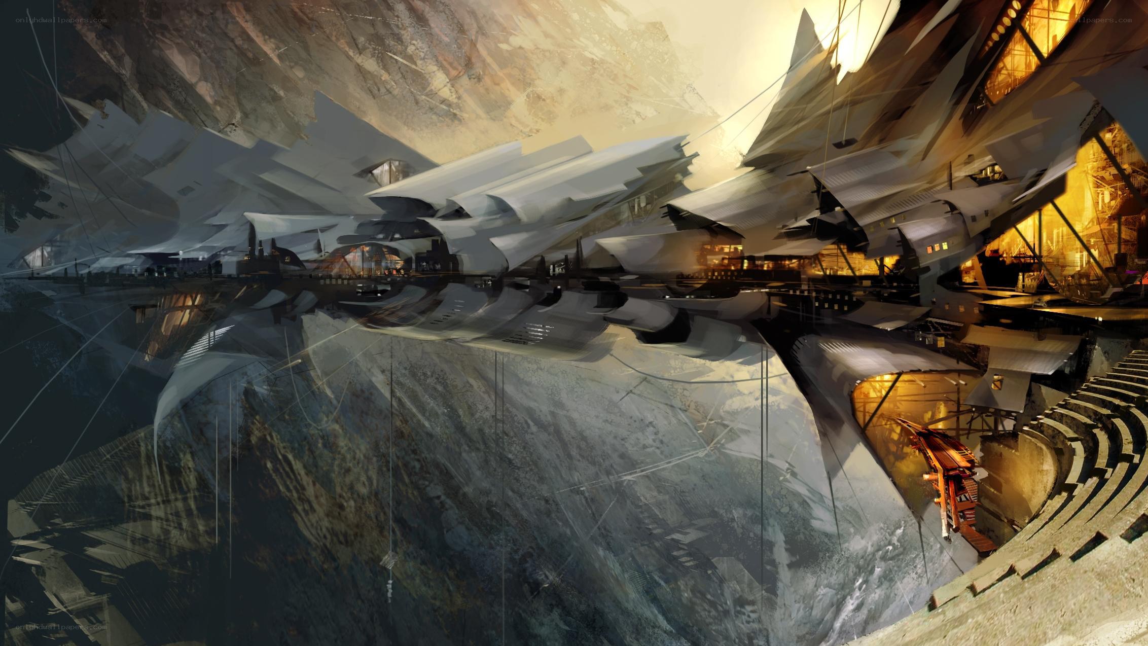 futuristic cave city