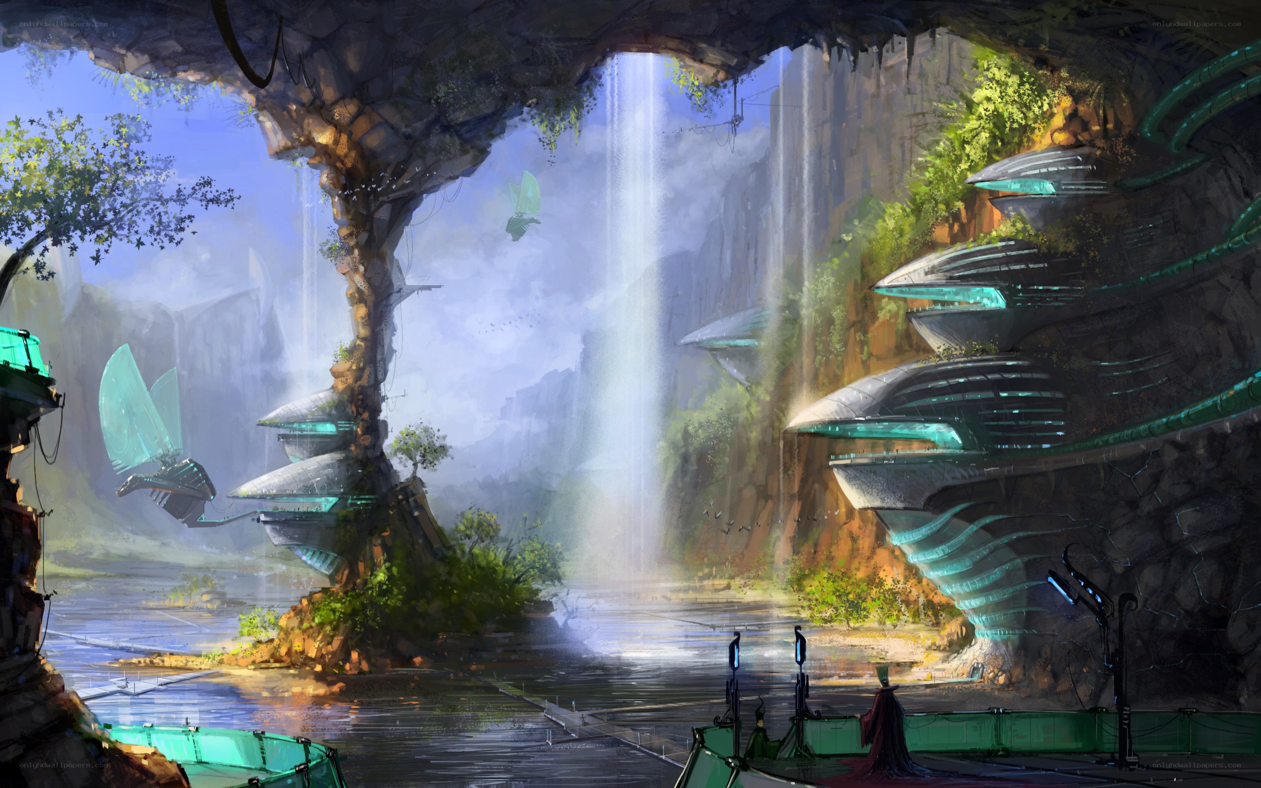 futuristic cave settlement