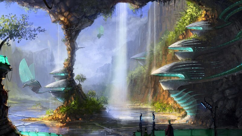 futuristic cave settlement