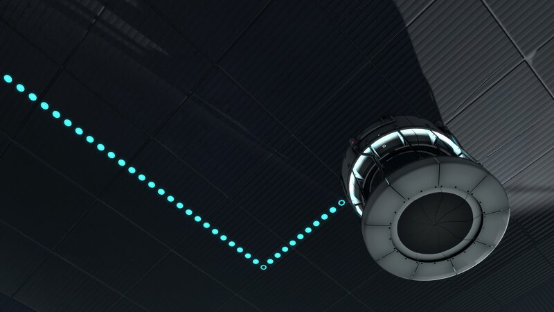 futuristic ceiling with glowing path