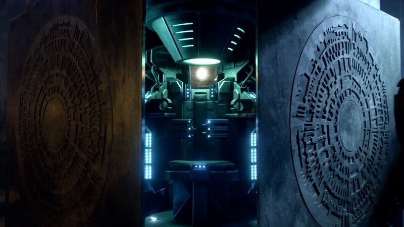 futuristic chamber with circular patterns