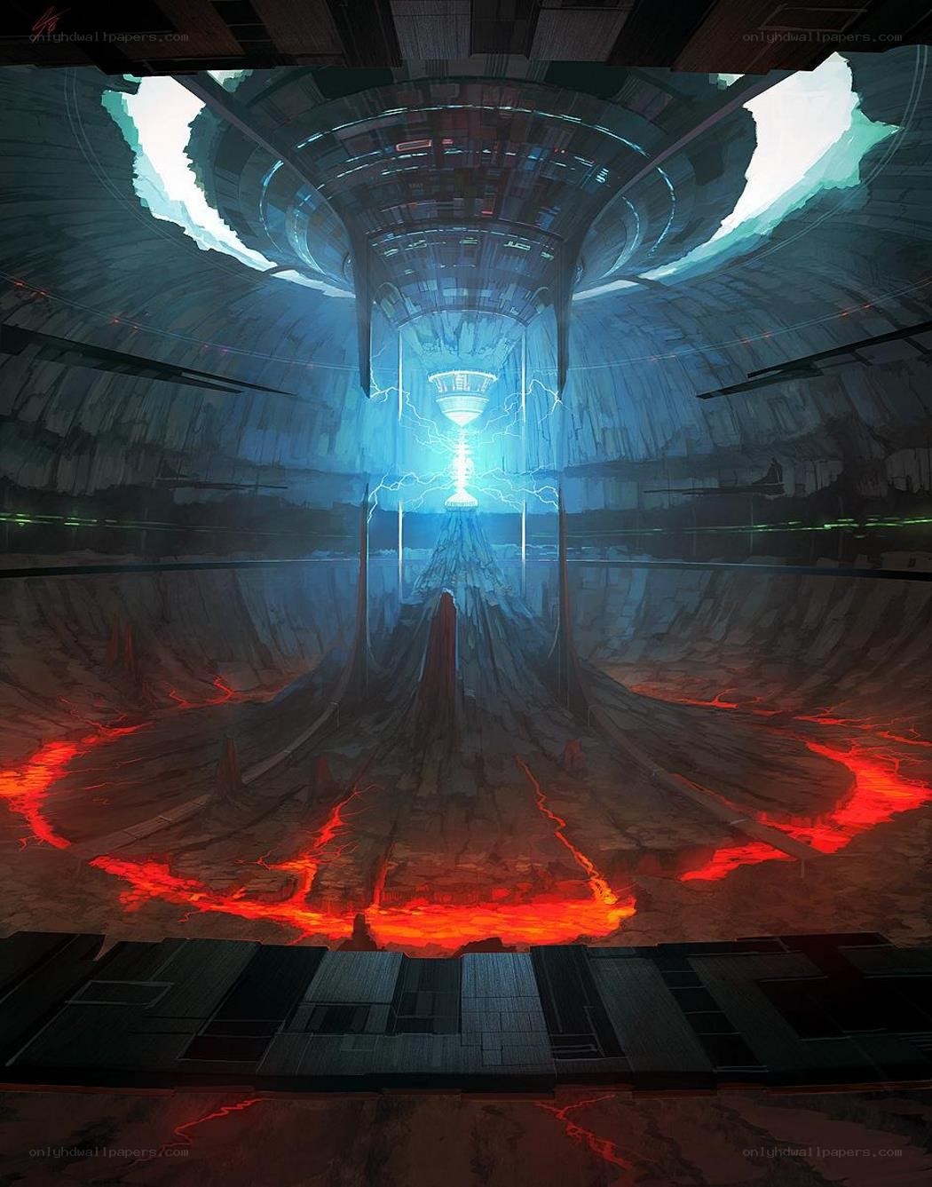 futuristic chamber with energy core