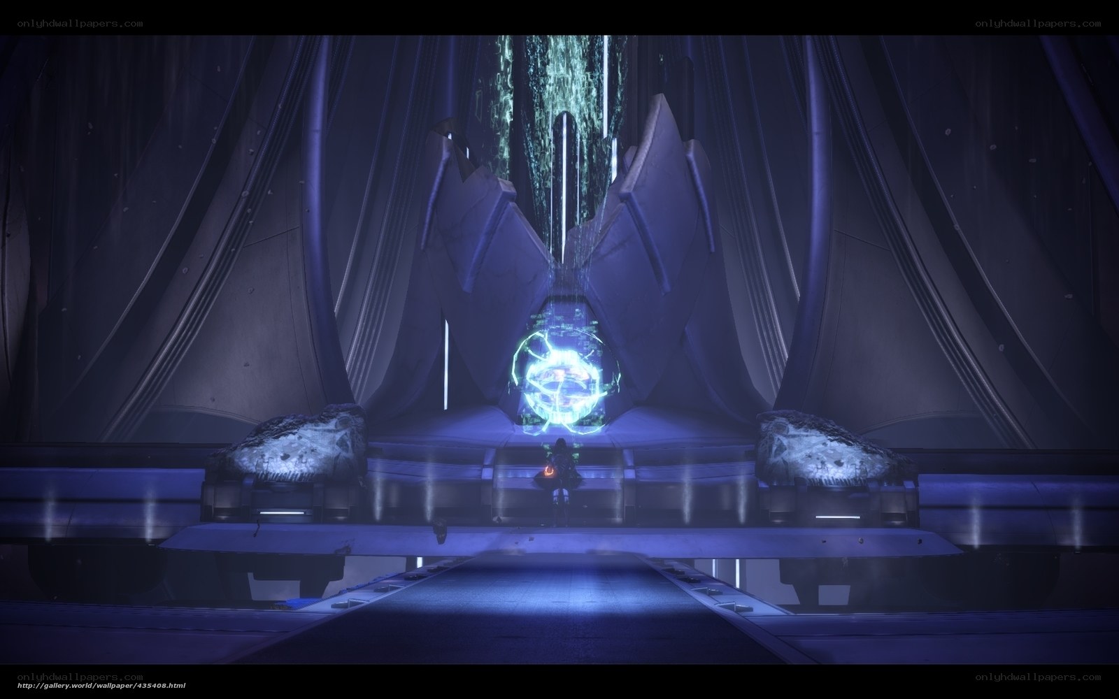 futuristic chamber with energy sphere