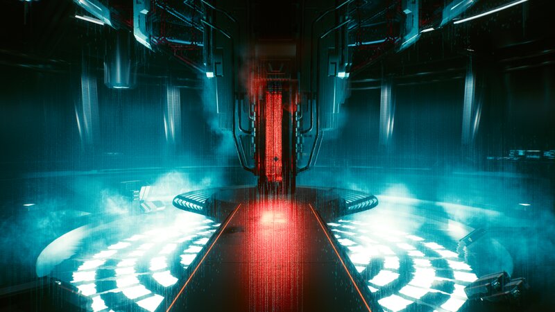 Futuristic Chamber with Red Core