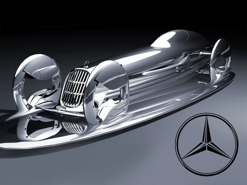 futuristic chrome car concept