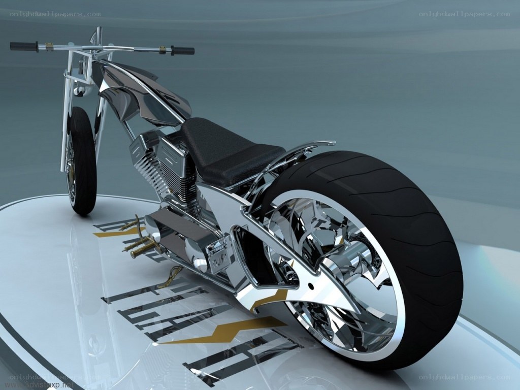 futuristic chrome motorcycle