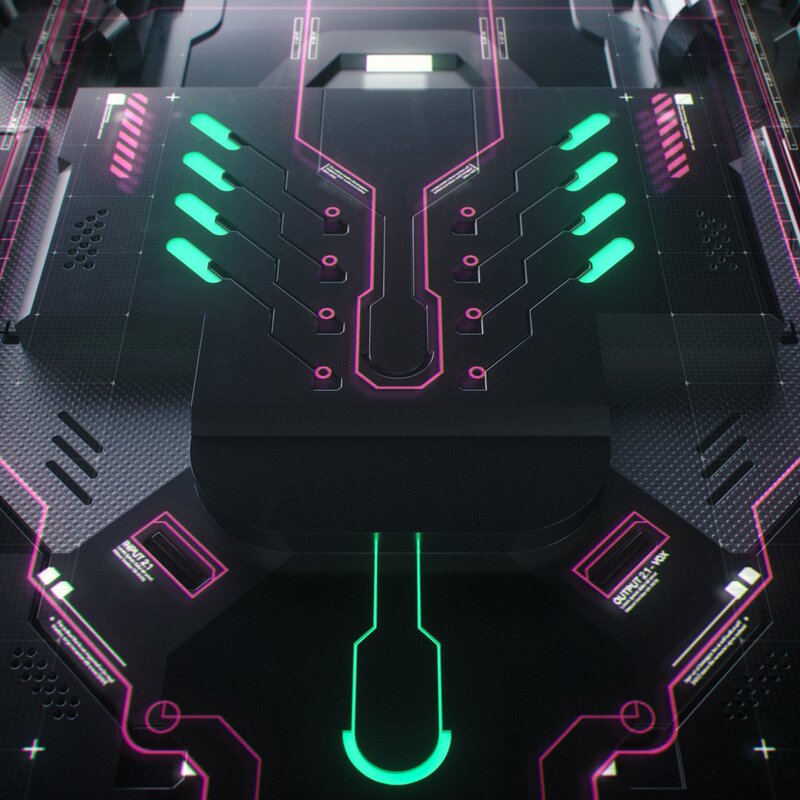 Futuristic Circuit Board — Black, Technological, 3d Render, Circuitry
