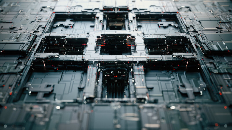 Futuristic Circuit Board — Black, Technological, 3d Render