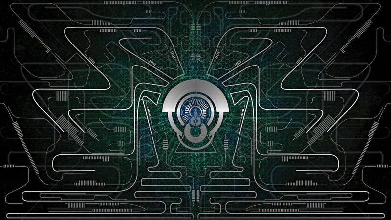 Futuristic Circuit Board — Black, Technological, Digital Art, Circuitry
