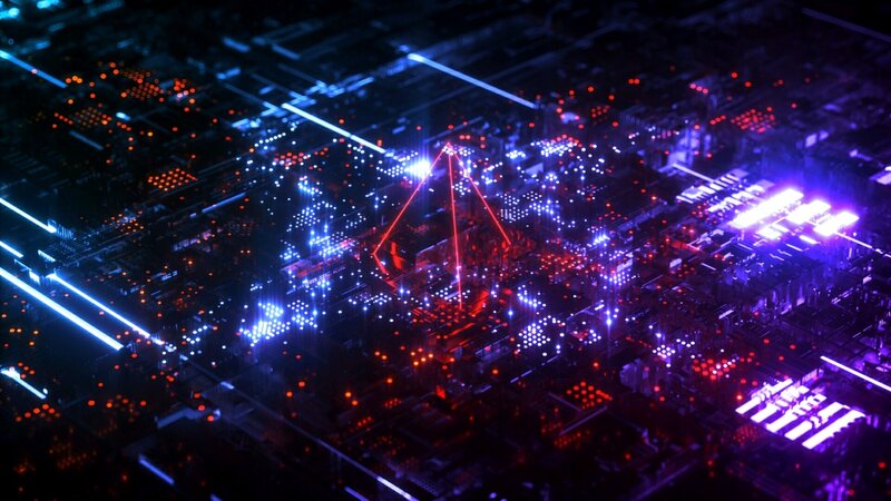 Futuristic Circuit Board — Blue, Technological