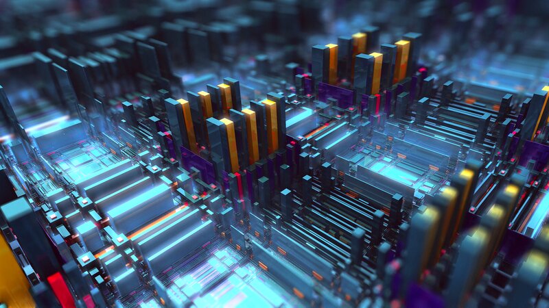 Futuristic Circuit Board — Blue