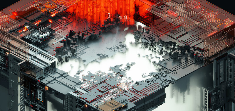 Futuristic Circuit Board — Gray