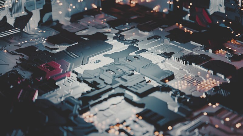 Futuristic Circuit Board — White, Technological