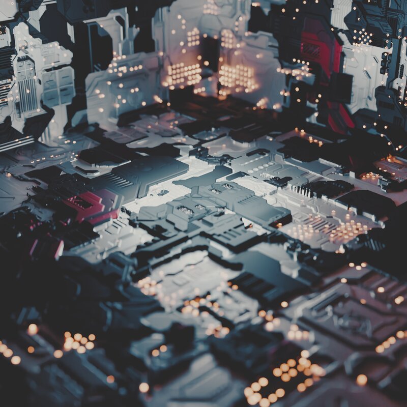 Futuristic Circuit Board — White