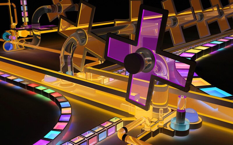 futuristic circuitry and glowing components