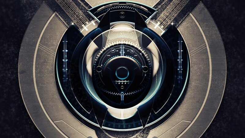 Futuristic Circular Interface — Black, Technological, 3d Render, Circular Design