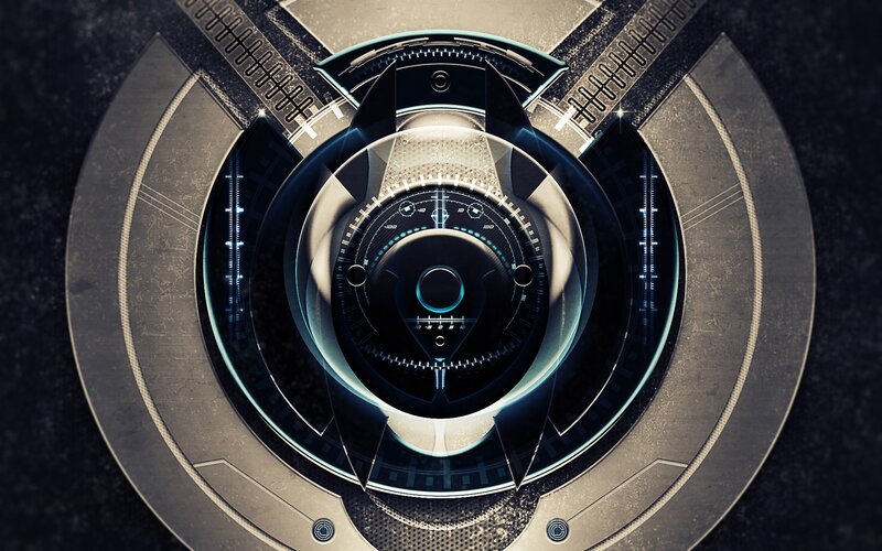 Futuristic Circular Interface — Black, Technological, 3d Render