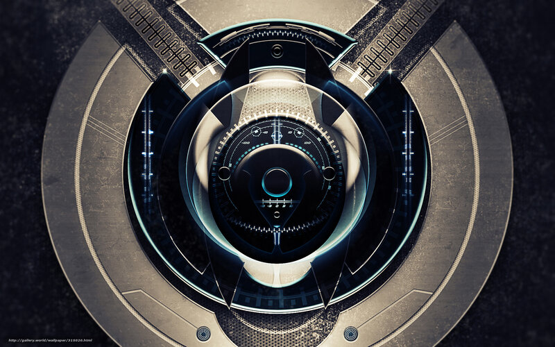 Futuristic Circular Interface — Black, Technological