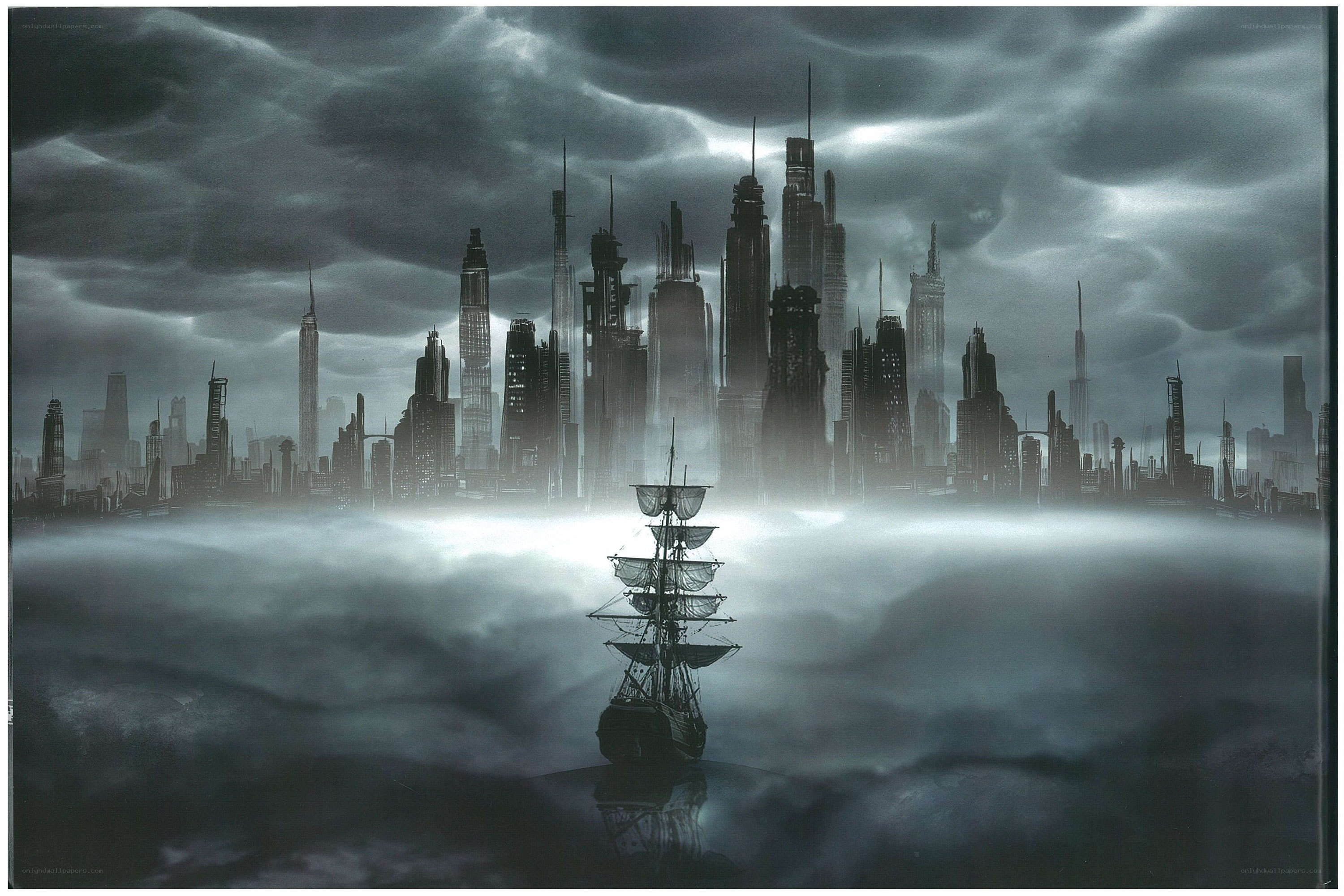 futuristic city above clouds