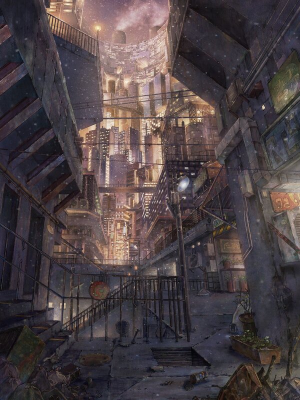 Futuristic City Alley — Purple