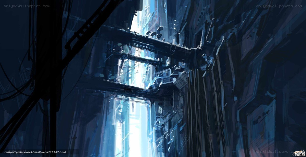 futuristic city alley