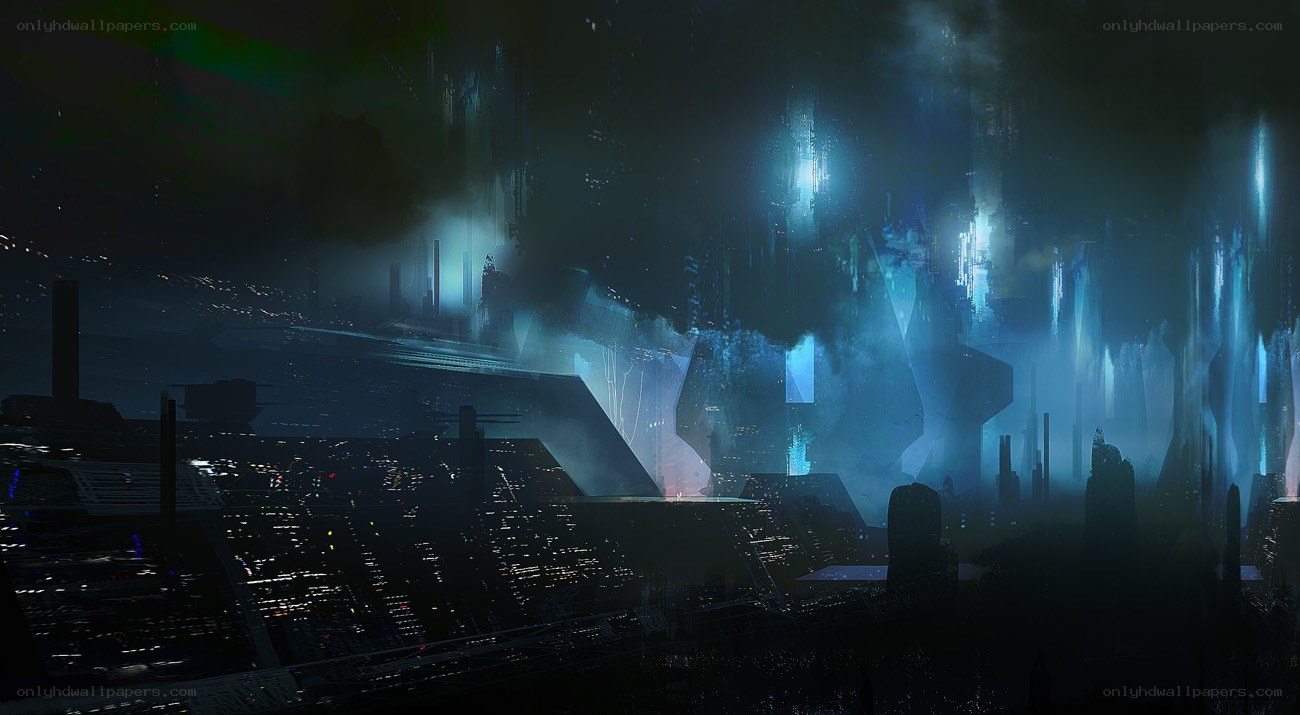 futuristic city at night